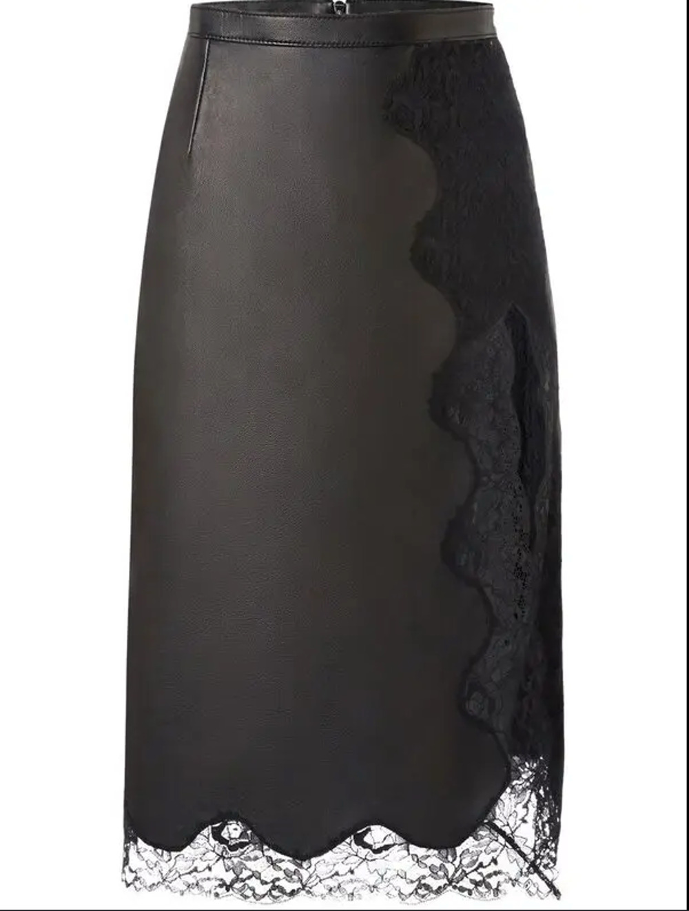 CHRISTOPHER KANE Mrs Robinson Leather Skirt Runway Lace Trim New 6